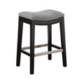 thumbnail image 1 of INCLAKE Saddle Backless Stools Kitchen Island Stools Counter Height Dining Chairs with Padded Seat, Nailhead Trim and Birch Legs for Living Room Dining Room Kitchen, Gray, 1 of 7