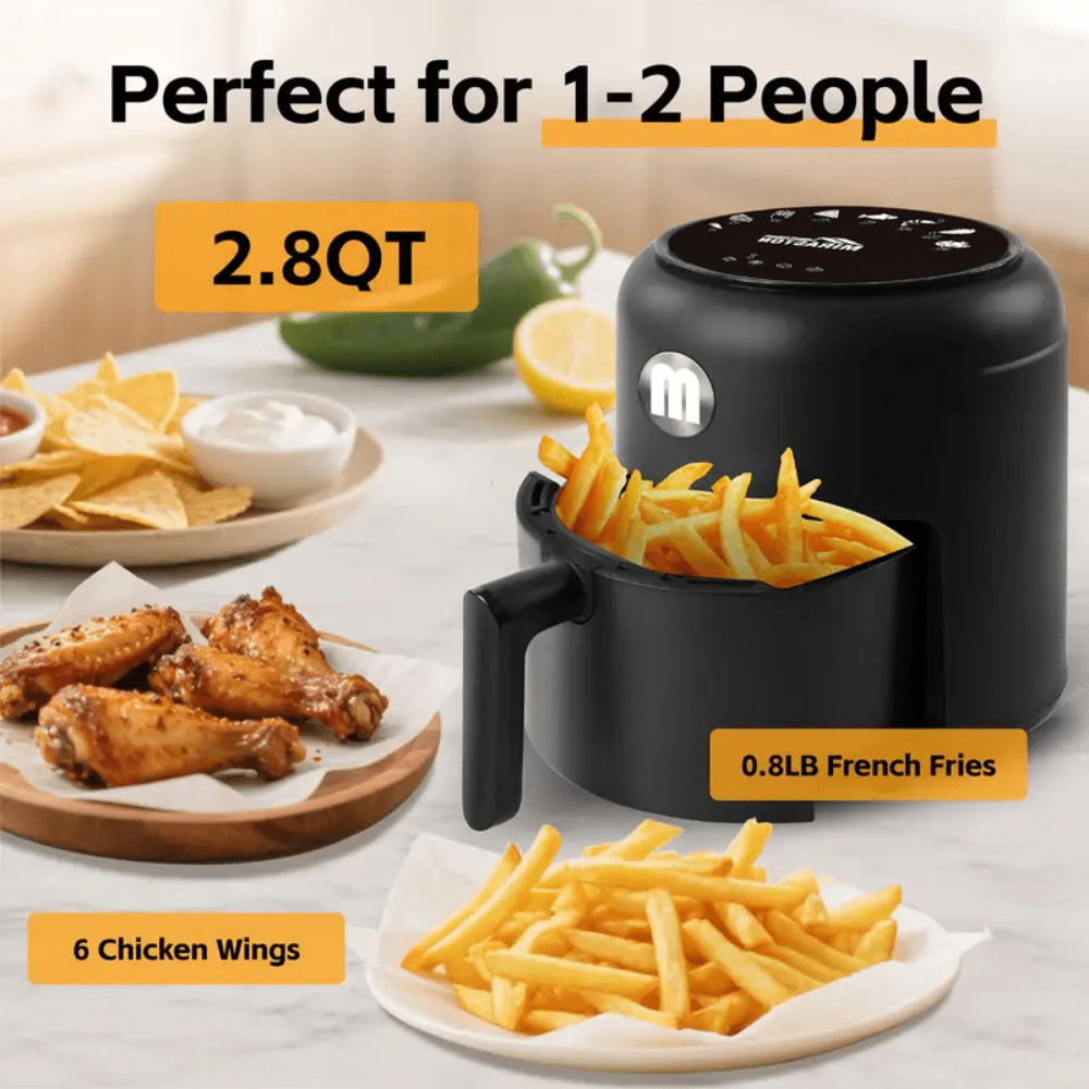MIRASTON 2.8QT Digital Air Fryer, Mini Personal Size, Nonstick Dishwasher-Safe Basket, Fast Breakfast Cooking