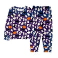 thumbnail image 3 of Baby Girl'S Sleepwear Cute Halloween Pumpkin Bat Graphics Long Sleeve Round Neck Pull-On Loose Fit 2Pc Fall Winter Lounging Wear Adorable Loungewear,Blue,5-6 Years, 3 of 4
