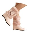 thumbnail image 3 of Women's Boot Furry Fluffy Short Snow Boot Mid-Calf Boots Warm Comfortable Outdoor Flat Shoes,Color:Pink,Size:8, 3 of 8