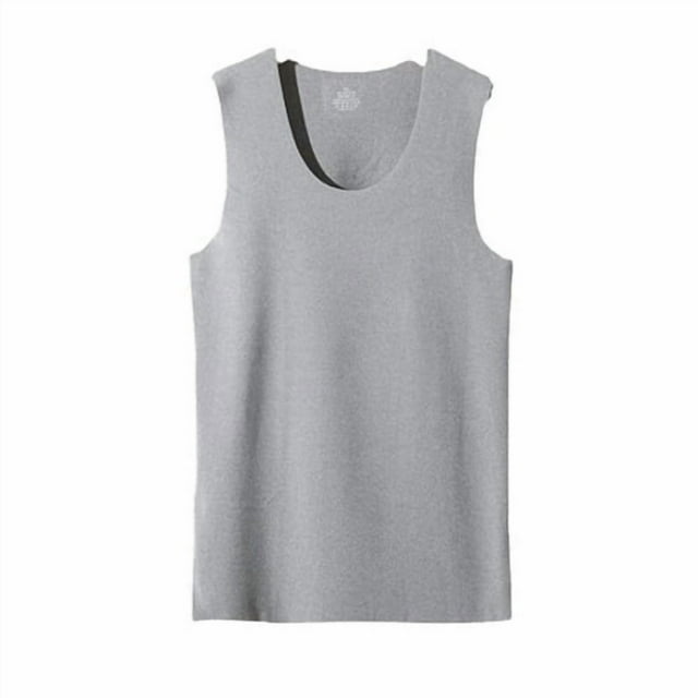 Couche de Base d'Hiver Hauts Thermiques Course Exercice Gilet Chaud Couleur Unie Design Simple Sans Manches sous-Vêtements Blanc Gris Col Rond