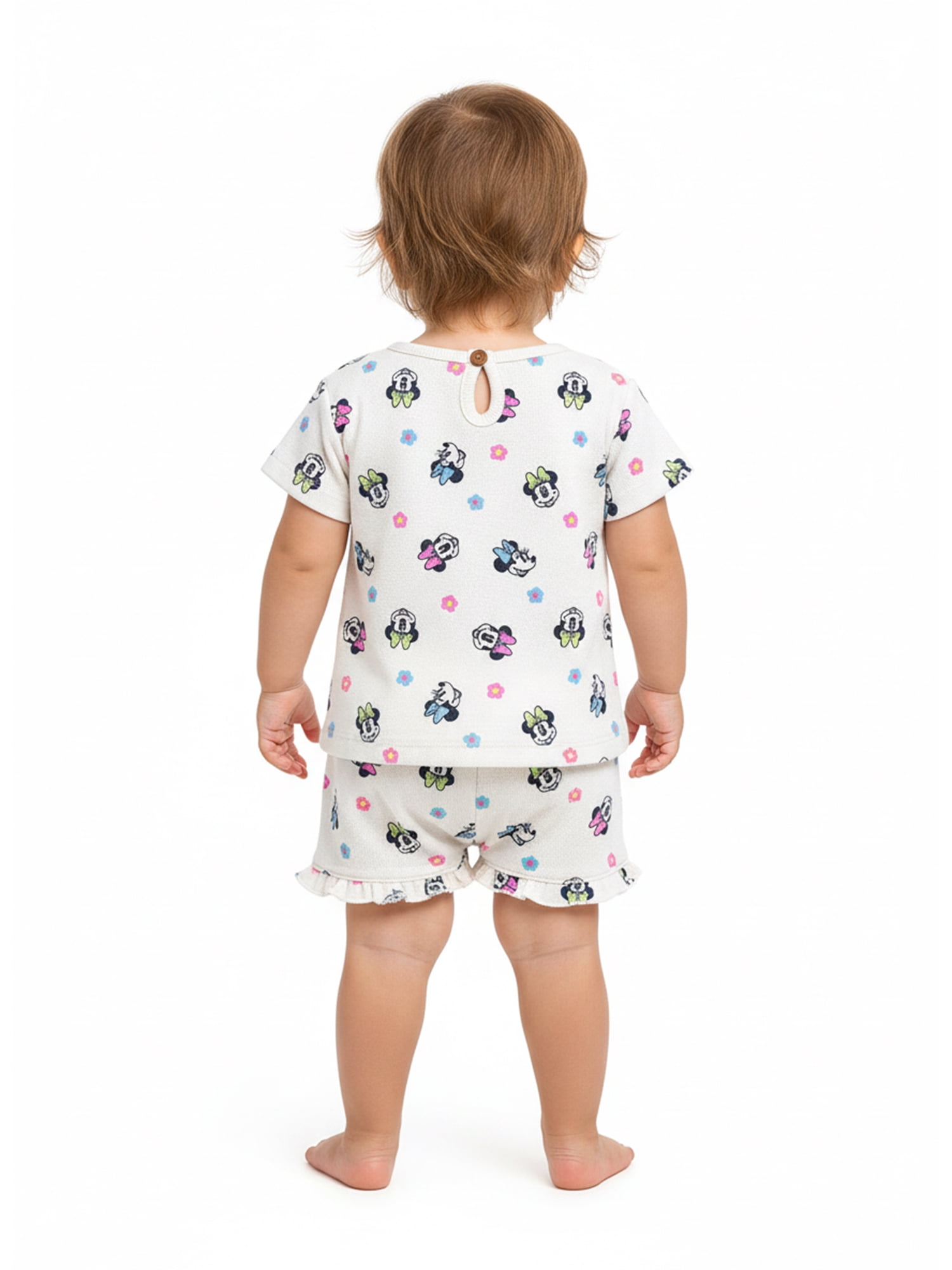 Minnie Mouse Baby Girls Textured Knit Top and Ruffle Shorts Set, 2-Piece, Sizes 0M-24M