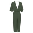 thumbnail image 5 of SRZYMJ Jumpsuit for Women Women's V Neck Short Sleeve Wide Leg Jumpsuit Elegant Casual Romper with Pockets for Spring, 5 of 9