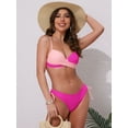 thumbnail image 4 of DARING DIVA Women's Front Cross Contrast Color Bikini Sets Small Rose Red Pink, 4 of 6