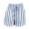 thumbnail image 4 of Only Moment Shorts for Women Trendy Cotton Striped Shorts Summer Casual Loose Elastic Waist Drawstring Lace Boho Beach Cover Up Shorts Spandex Shorts Wowomen Light Blue,S, 4 of 4