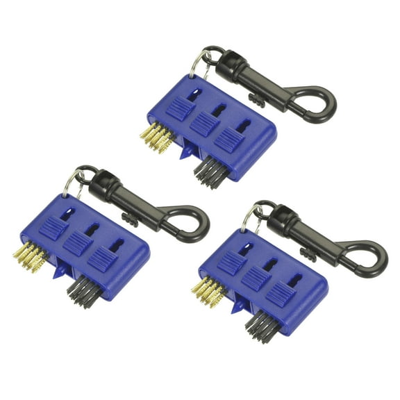 Uxcell 3 in 1 Portable Clip Retractable Dust Groove Cleaner Golf Club Brush Blue 3 Pack