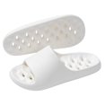 thumbnail image 4 of Unisex Quick Dry Shower Slides - Lightweight EVA Non Slip Bathroom Slippers for Women Men, Cushioned Cloud Sandals with Drainage Holes White,Size 4.5-6, 4 of 6