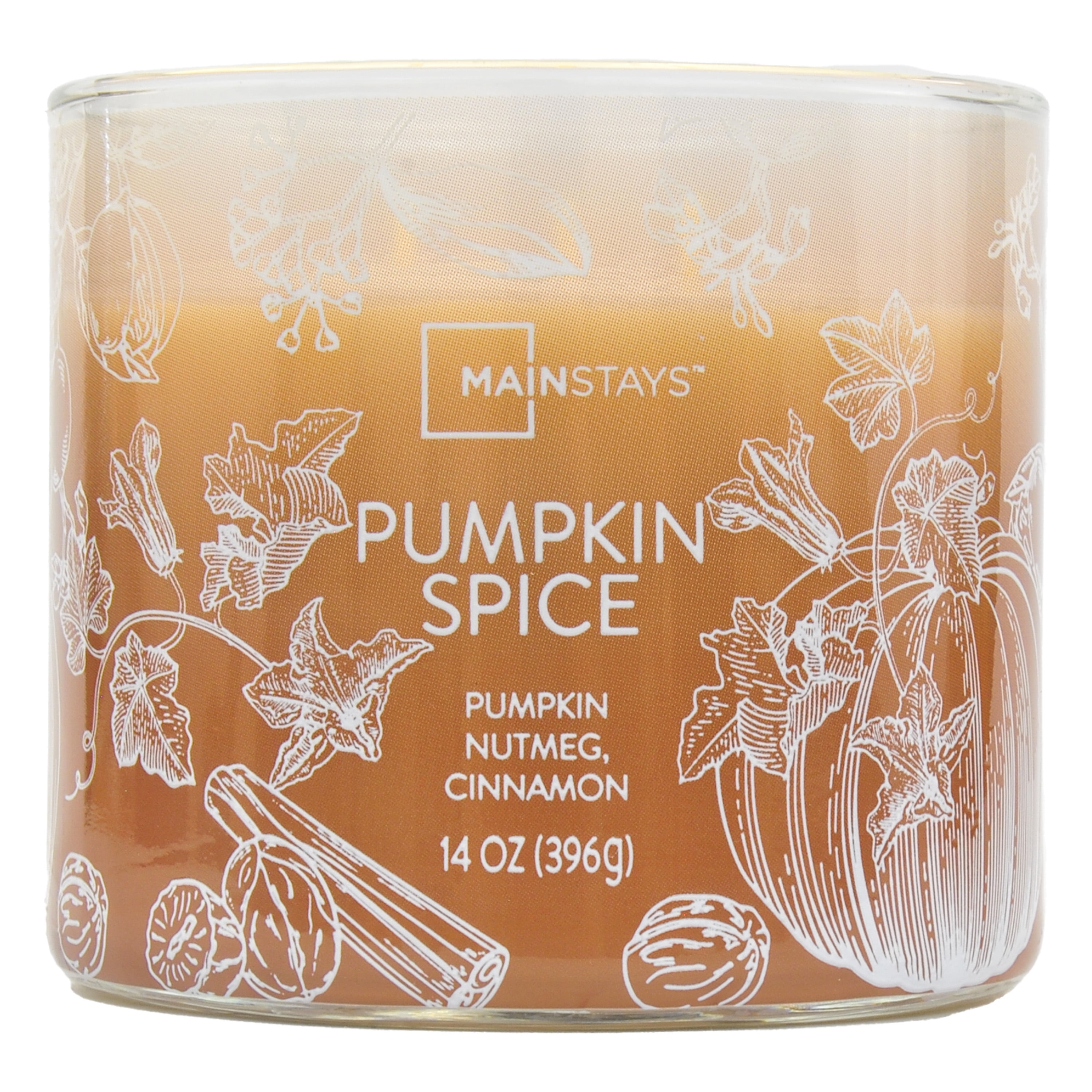 (4 pack) Mainstays Pumpkin Spice Scented Candle, 3-Wick Ombre Wrapped, 14 oz