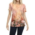 thumbnail image 3 of NAMTYQX V Neck T Shirts for Women Patterns Loose Lightweight Trendy Summer Tops for Women 2025 Orange Size 3XL, 3 of 5