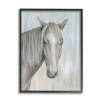Stupell Industries Neutral Grey Horse Portrait Animals & Insects Painting Black Framed Art Print Wall Art, 16 x 20