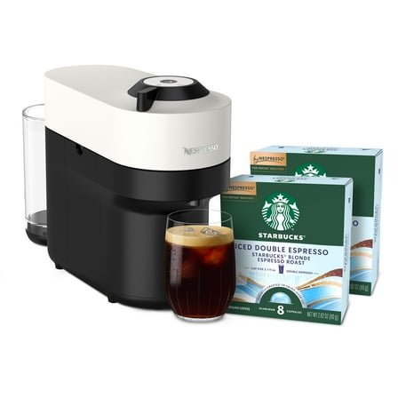 Nespresso Bundle, Vertuo Pop Machine and Starbucks Iced Double Espresso Capsules, 16 Pods