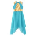 thumbnail image 4 of Kaerm Kid Girls Sleeveless Praise Dance Dress Asymmetrical Hem Lyrical Worship Contemporary Dance Costume Blue Green 6, 4 of 6