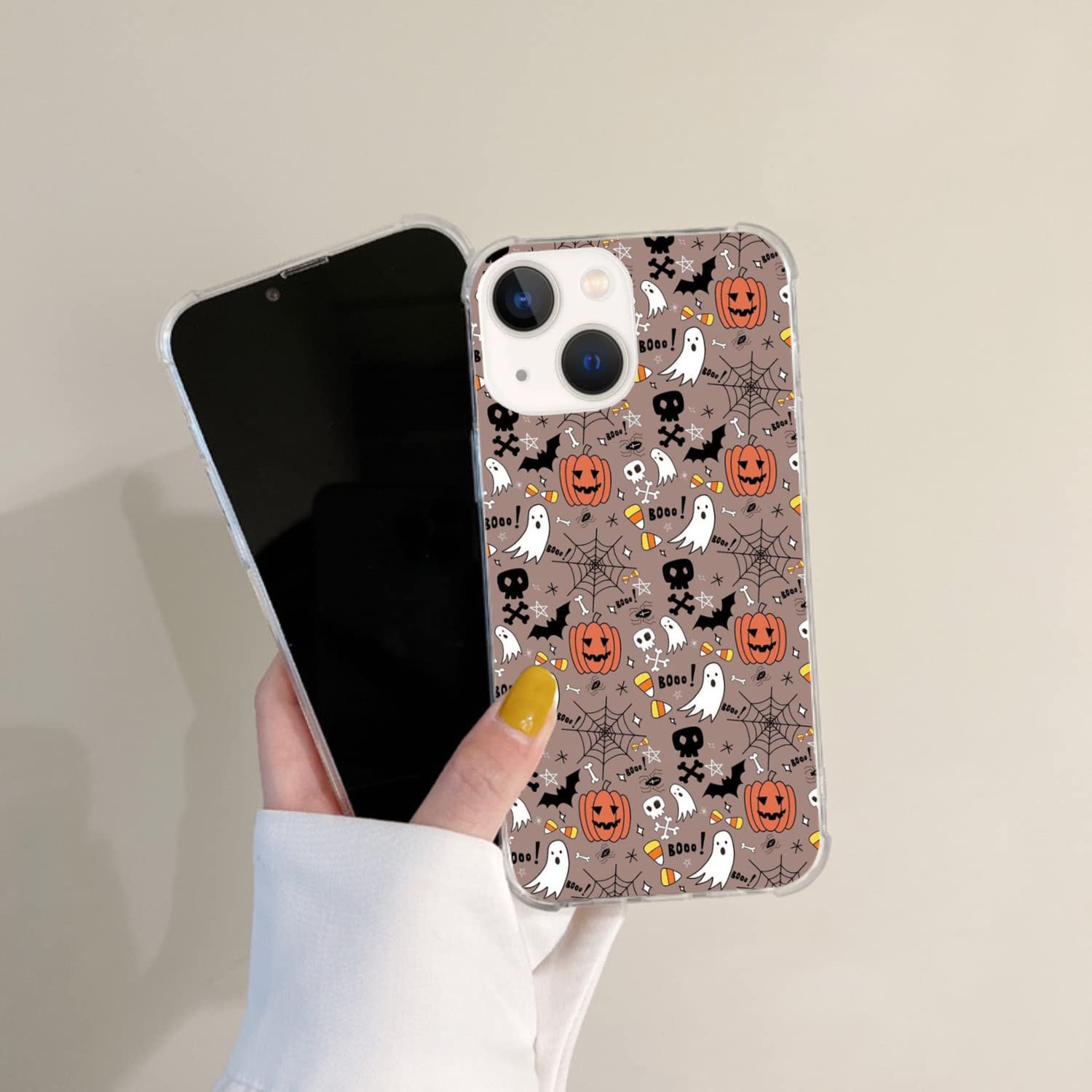 Halloween IPhone 14 Hülle - Kürbis Hexe Design, TPU, Mit Airbag-Ecken, Kratzfest