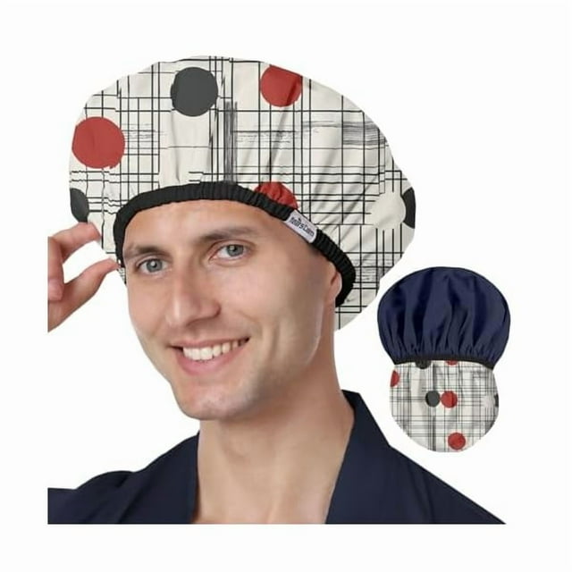 wonima11 Shower Cap for Men, Waterproof Reusable Hair Cap with Dual-Layer Design, Reversible Double-Sided Use, Stretchable Elastic Band, Comfortable Fit for Shower, Gym, Hair Care & Travel