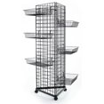 thumbnail image 1 of Displays2go 3-Sided Gridwall, Set of 2, Wheeled Bases, Includes Baskets (12), Black (GRDTRIBKT), 1 of 1