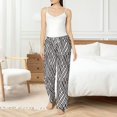 thumbnail image 5 of Uemuo Black White Stripes Pattern Women's Wide Leg Palazzo Lounge Pants with Pockets Light Weight Loose Comfy Casual Pajama Pants-Large, 5 of 9