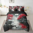 thumbnail image 2 of jejeloiu Red Cherry Blossoms Twin Bedding Sets 7-Piece,Fuji Mountain Bedding Comforter Set,Japanese Style Sheet Sets For Adult,Breathable Home Decor Reversible, 2 of 8