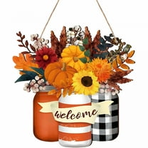 LAMIRO Wooden Door Sign,fall door decor,fall door sign,fall welcome sign,Farm Home Sign Welcome Sign With Fall Leaf And Pumpkin For Porch Autumn Front Door Outdoor Home Decor