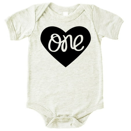 

Baby Girls First Birthday Bodysuit One Inside Heart Design 1st Birthday Outfit Natural Heather Bodysuit 24 Months