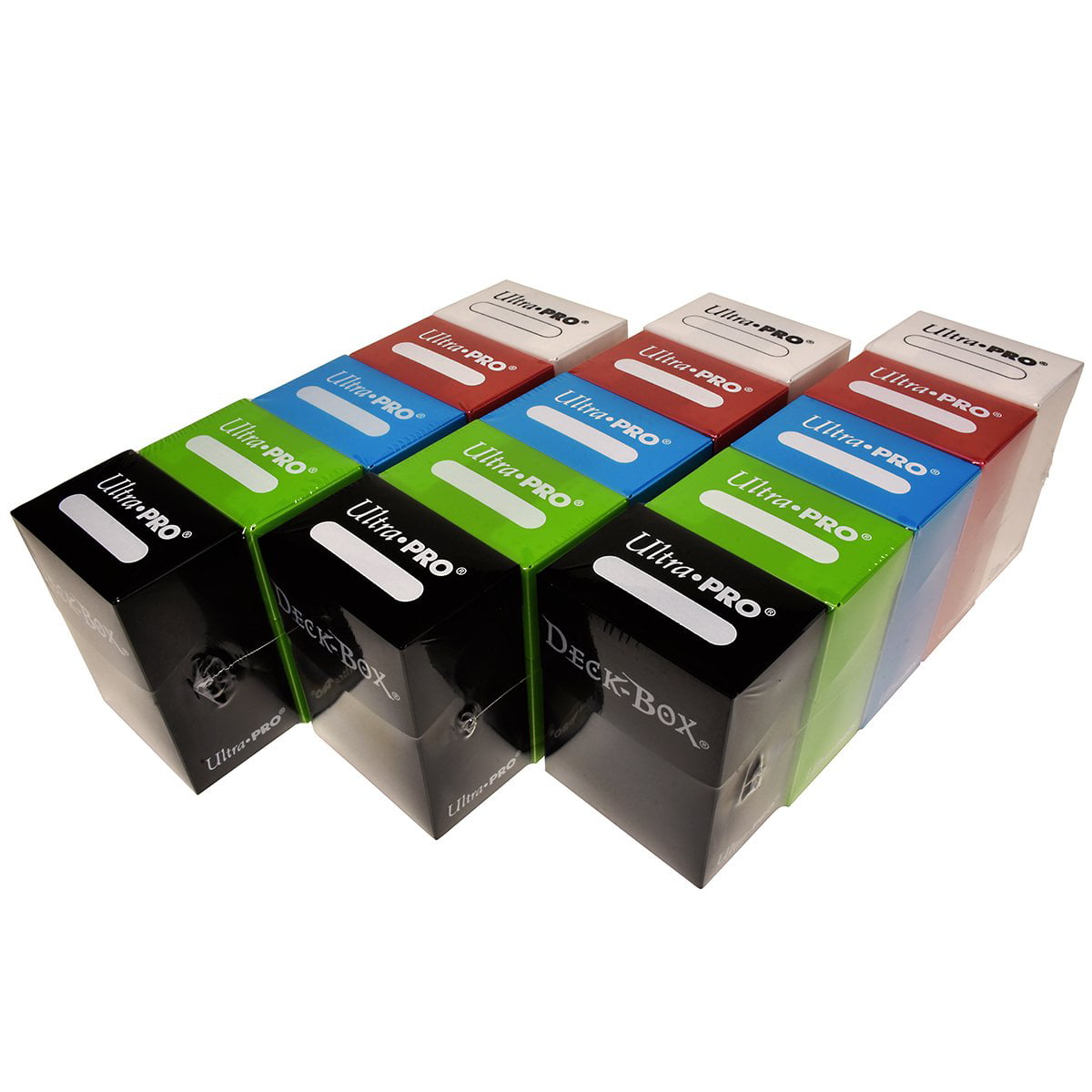 Set of Five New Ultra-Pro Deck Boxes For Magic/Pokemon/YuGiOh Cards Dark Colors Incl. Black, Blue, Brown, Green, and Red