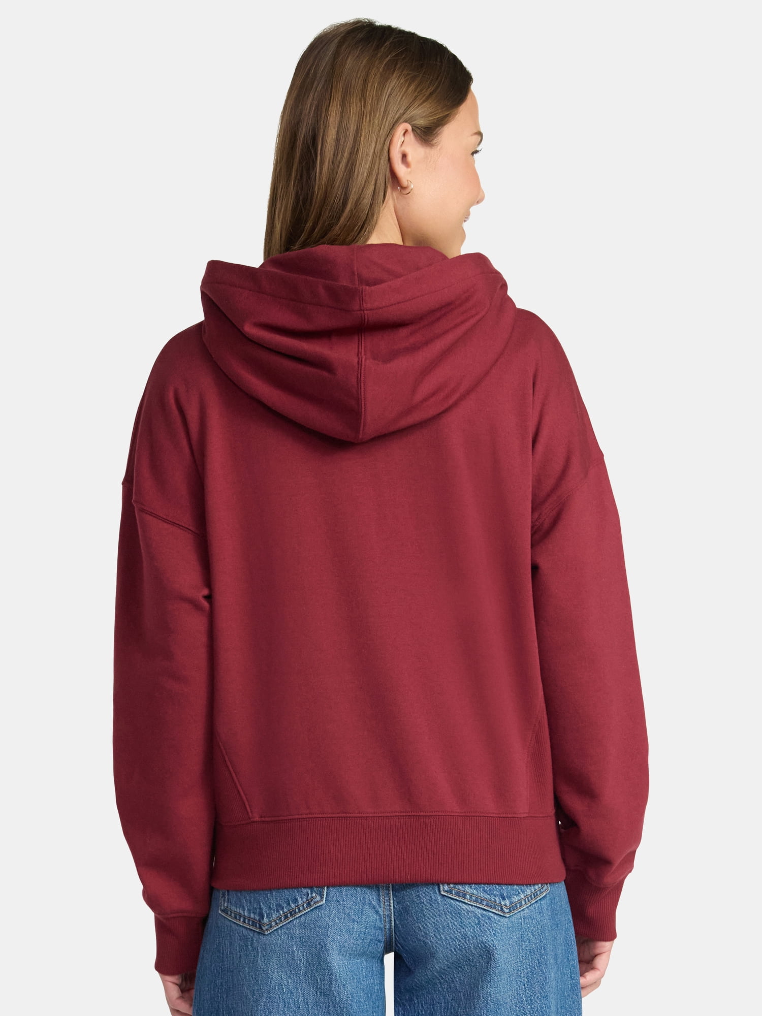 Time and Tru Women's Cropped Zip Up Fleece Hoodie, Sizes XS-XXXL