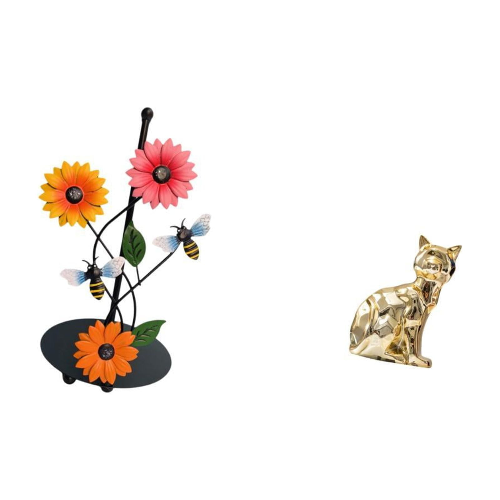 Fiocias Cat Paper Towel Holder Dispenser Non Slip Vertical Tissue Holder Rack Decorative Figurine Animal Sculpture Art Craft Ornament for Home Fireplace