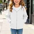 thumbnail image 5 of Girls Zip Up Hoodie Kids Fashion Oversized Sweatshirt Jacket with Pockets Lightweight Preppy Sweatshirts (White,8-9 Years), 5 of 7