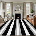 thumbnail image 2 of Black Grey White Stripe 8x10 Area Rugs, Farmhouse Modern Art Striped Non-Skid Rubber Backing Large Rectangle Rugs - Living Room Bedroom Home Office, Indoor Floor Mat Carpets Washable Rug, 2 of 9