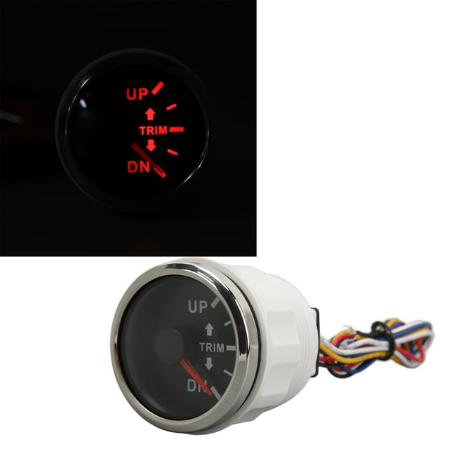 52MM Bateau Jauge de Compensation, DC9-32V Bateau en Acier Inoxydable Trim Balance Jauge Mètre, Précision de Lecture Jauge de Compensation Marine avec 7 Rétro-Éclairage de Couleur, Jauges Marines pour Yachts,