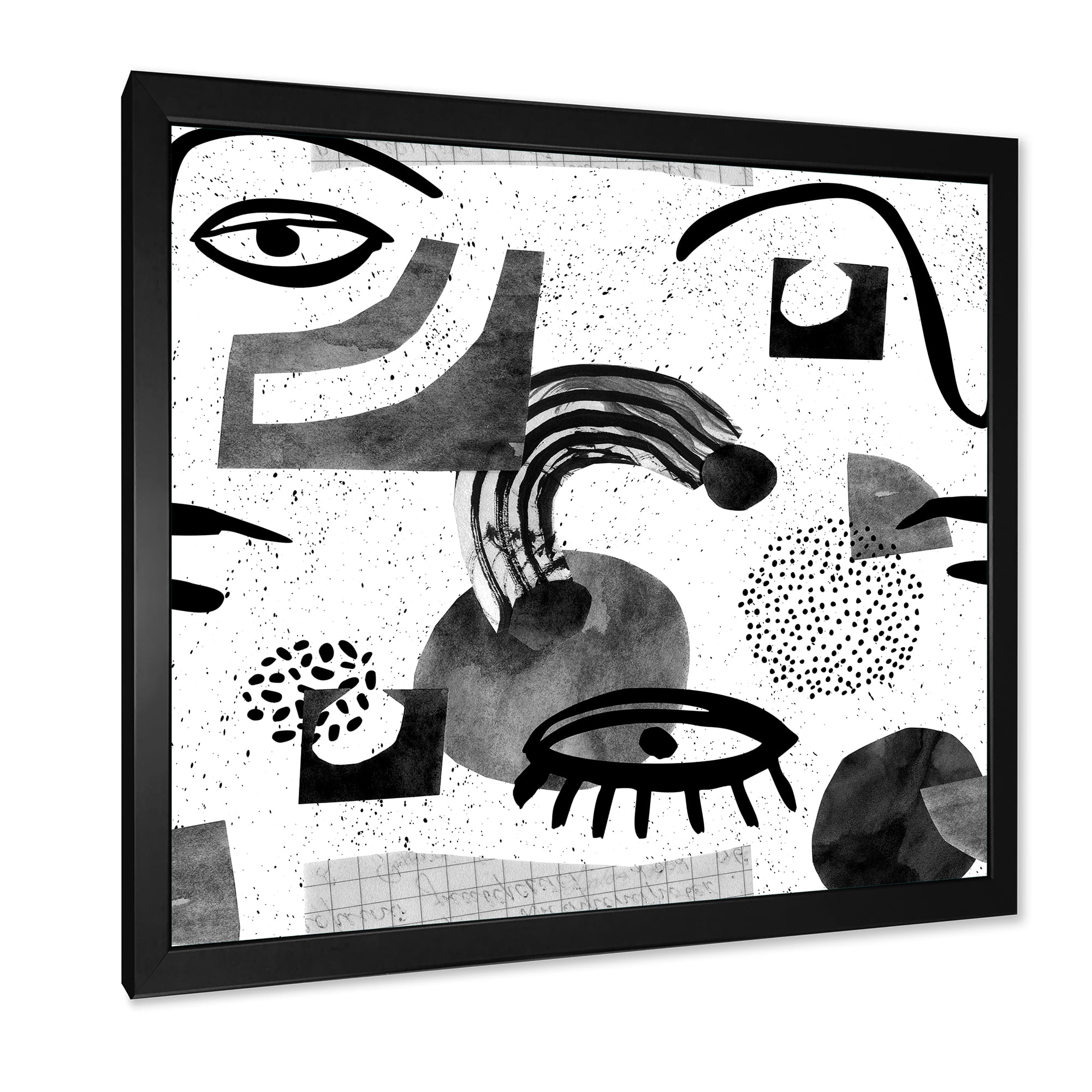 Designart 'Collage of Eyes And Doodles In Contemporary Style II' Modern Framed Art Print
