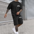thumbnail image 3 of Brooklyn Graphic Short Sets for Men Relaxed Fit Crewneck T Shirt and Cargo Shorts 2 Piece Matching Set Mens Summer Outfits, 3 of 6