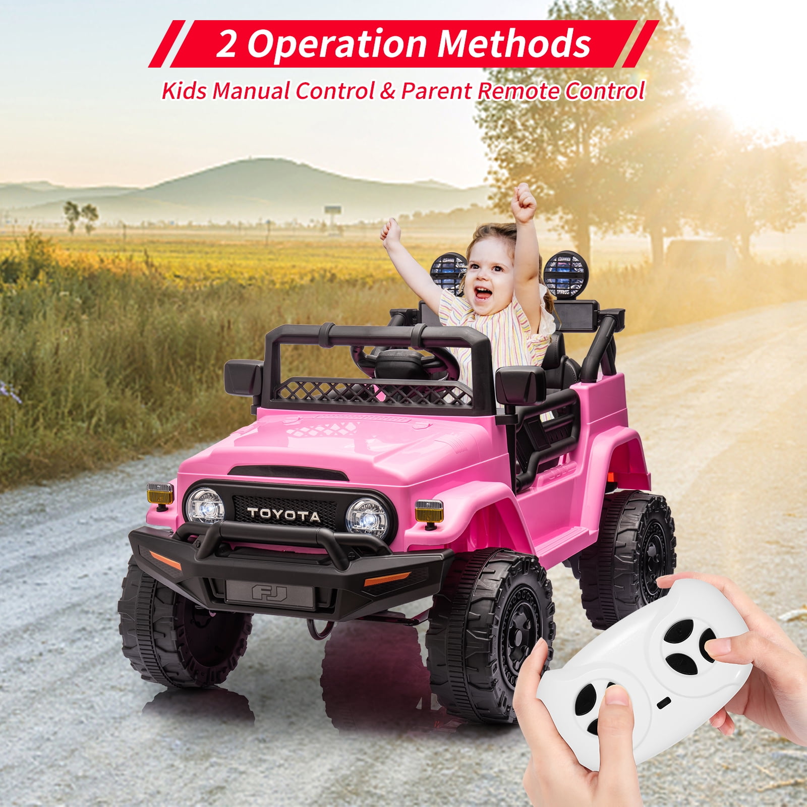 12V Ride on Truck Car, 7AH Licensed Toyota Ride on Car, Battery Powered Kids Car, EVA Tires, Ride On Toy for Kids