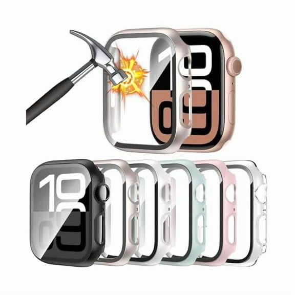 wonima88 [6 Pack] Case for Apple Watch 42mm Series 11/10 Screen Protector, Ultra-Thin Tempered Glass, Full Coverage Scratch-Resistant Hard Face Cover for iWatch 42 mm