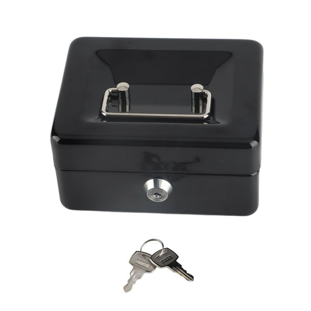Mini caja de seguridad portátil de 6 pulgadas con cerradura y llave para uso en casa y oficina, color negro