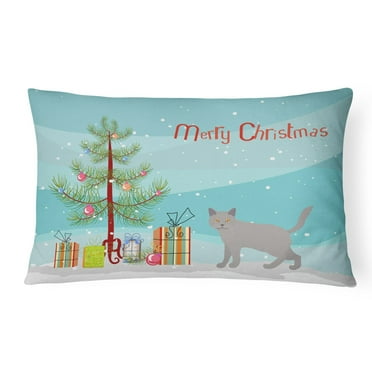 Carolines Treasures CK4583PW1216 Chartreux 2 Cat Merry Christmas Canvas Fabric Decorative Pillow, 12H x16W, multicolor
