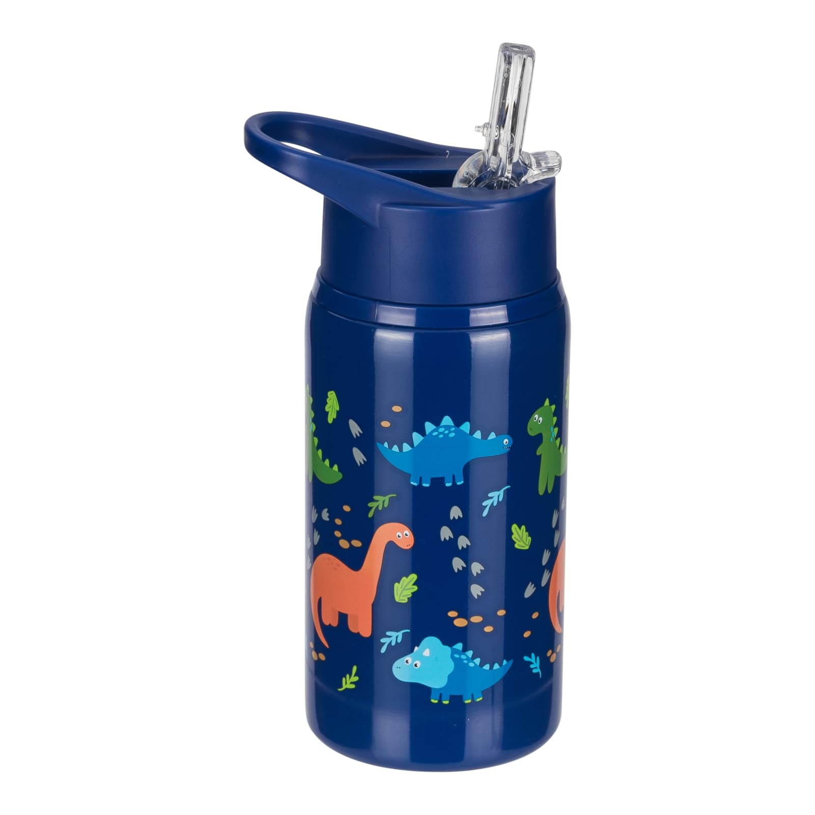 Cool Gear 2-Pack 18 oz Mashpee Kids Stainless Steel Water Bottle With Sipper Straw & Carrying Loop | Eco-Friendly, Wide Mouth, Leakproof for Kids, School, Gifts (Trucks/Dino)