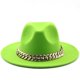 thumbnail image 4 of Fedoras-sombrero fedora con cadena dorada para hombre y mujer, gorro de ala ancha, color sólido, jazz, Otoño e Invierno, 4 of 4
