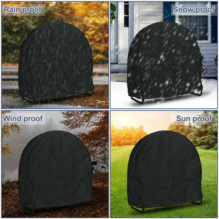 Homeya 40 inch Log Hoop Firewood Rack Cover Outdoor Round Storage
