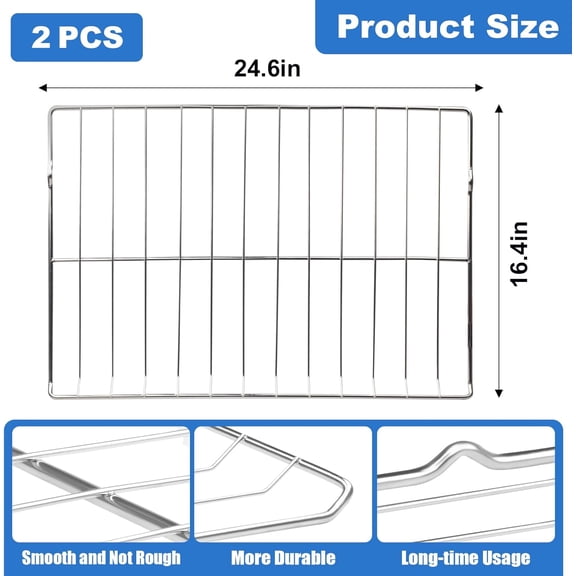 MHL63531403 MHL63411403 Oven Rack 24.6 x 16, Compatible with Oven LDG4313ST LTE4815ST LTE4815BM LTE4815BD,304 Stainless Steel Oven Wire Rack Perfect for Baking and Roasting, 2 Pack