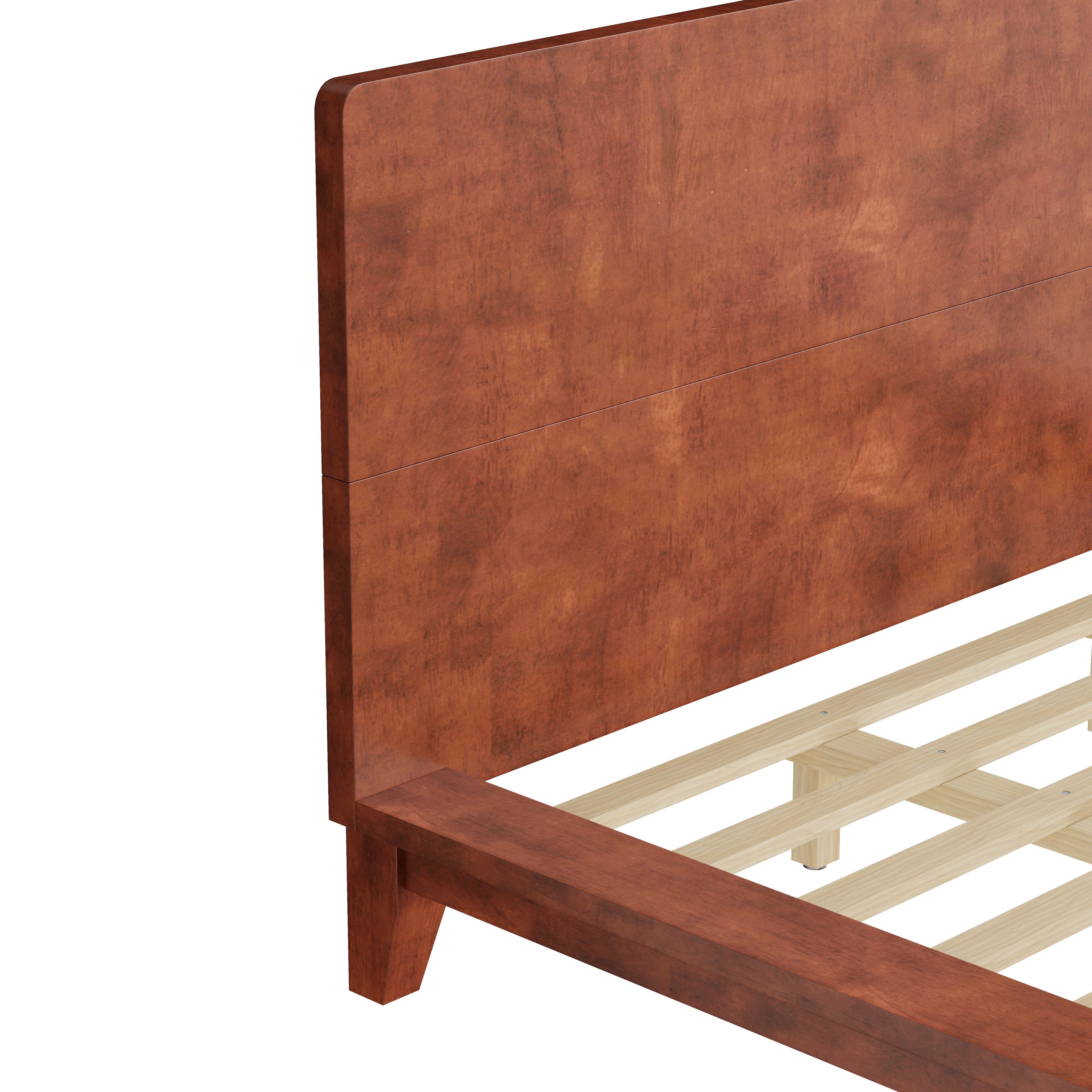 Mintazer King Size Platform Bed Frame with Headboard, Modern Bed with Slatted Support, No Box Spring Needed, Brown