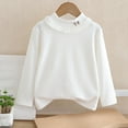 thumbnail image 2 of vdgthytj Toddler Girls Long Sleeve T-Shirt Cute Lace Round Neck Solid Color Blouse Kids Basic Pullover Bottom Tops, 2 of 3