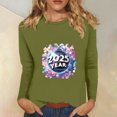thumbnail image 1 of Styesk Chemises à Manches Longues pour Femmes Nouvel An T-shirt Décontracté Imprimé Col Rond Manches Longues, 1 of 4
