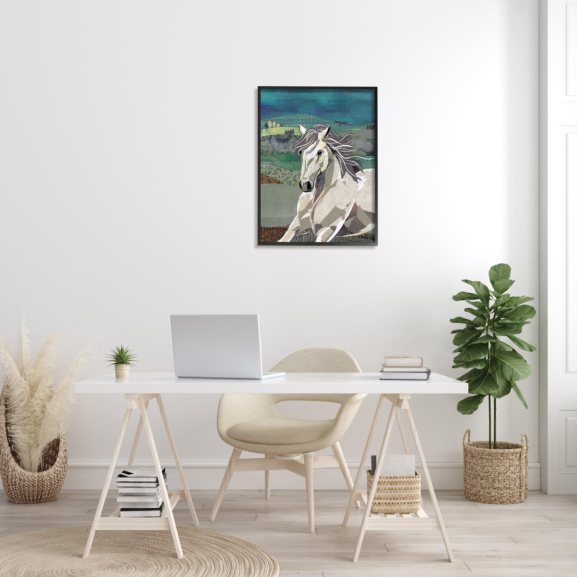 Stupell Home Décor Industries Horse Geometric Shape Collage Wild Animal Running, 24 x 30, Designed by Jenny McGee