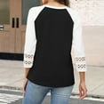 thumbnail image 5 of zbxnLI 3/4 Length Sleeve Womens Tops Hollow out Cuffed Casual Blouse Women Crewneck Loose Tunic Shirts, 5 of 8
