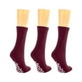 thumbnail image 2 of Nobles Assorted Anti Skid/ No Slip Hospital Gripper Socks, Great for adults, men, women. Designed for medical hospital patients but great for everyone (3 Pairs Maroon), 2 of 3