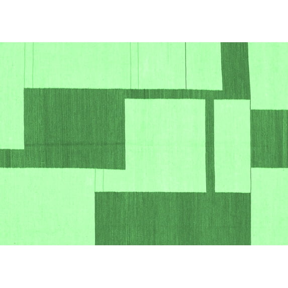 Ahgly Company Indoor Rectangle Solid Emerald Green Modern Area Rugs, 2' x 5'