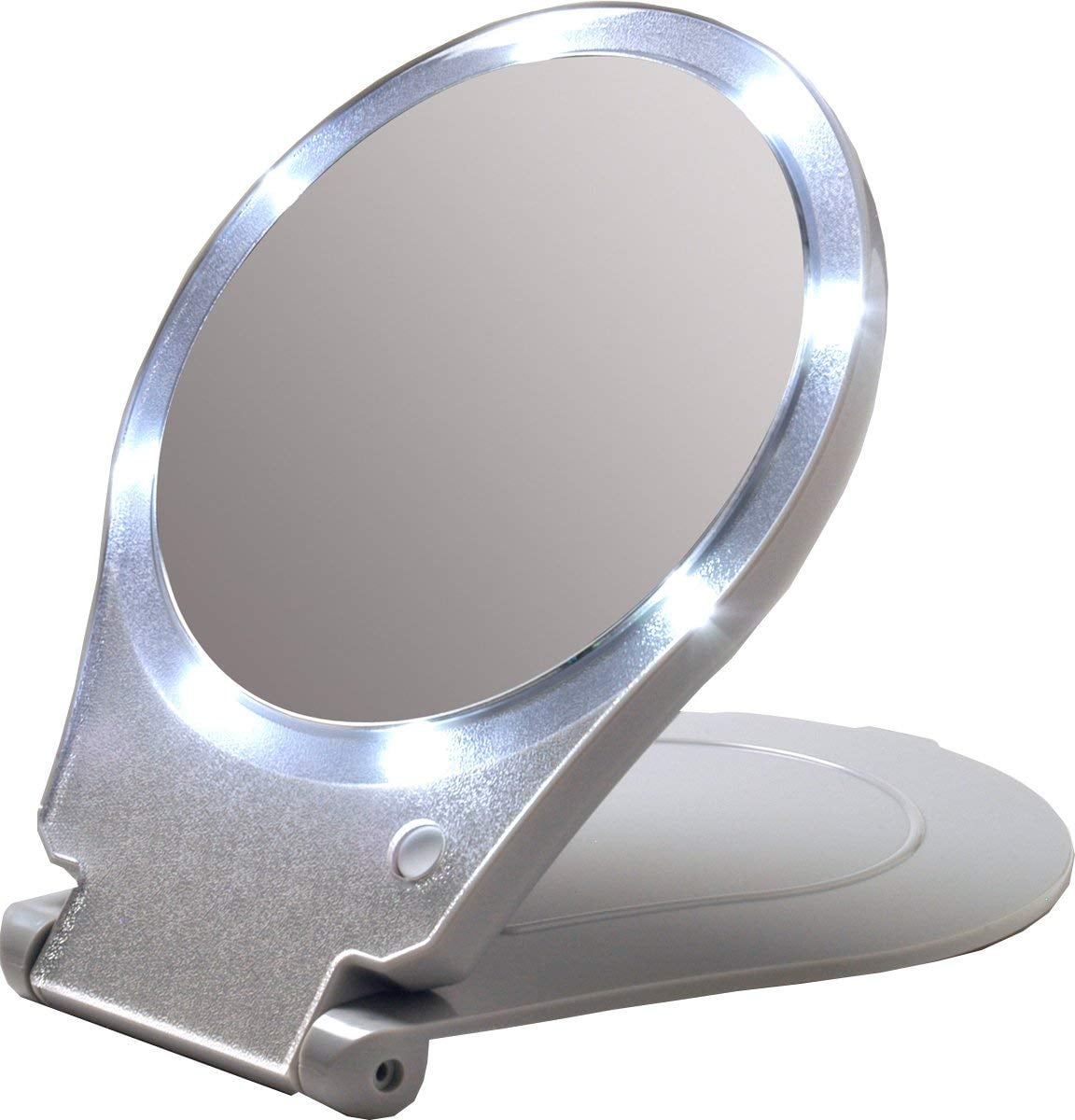 LED Lighted Travel and Home 10x Magnifying Mirror, Distortion-free