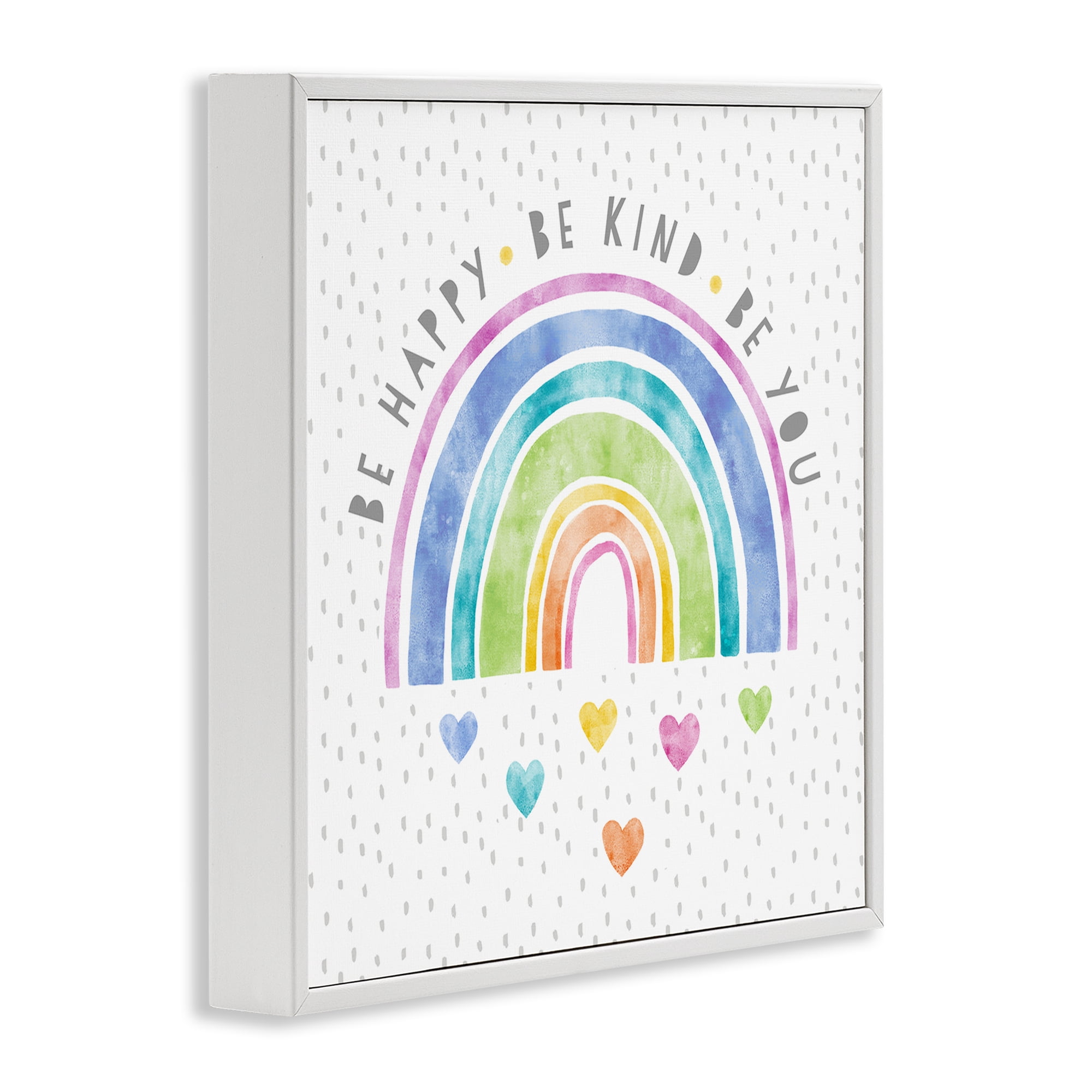 Stupell Industries Be You Hearts & Rainbow White Framed Giclee Art, design by Suzanne Nicoll