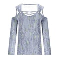 thumbnail image 5 of WXLWZYWL Womens Cold Shoulder Tops and Blouses Long Sleeve Shirts Criss Cross Scoop Neck Tops Fall Clohtes 2024 Trendy, 5 of 5