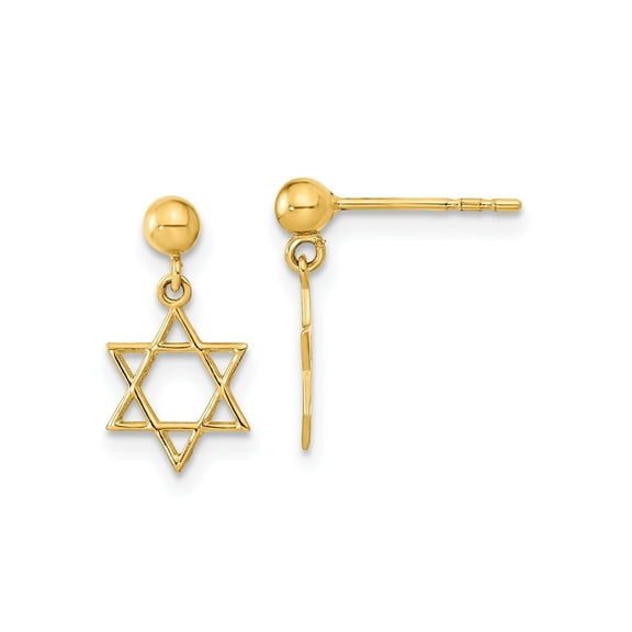FJC Finejewelers 14 kt Yellow Gold Polished Star of David Post Dangle Earrings 13 x 7 mm